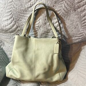 Coach Light Mint Green Soft Pebble Leather Hobo Bag. Excellent Condition.